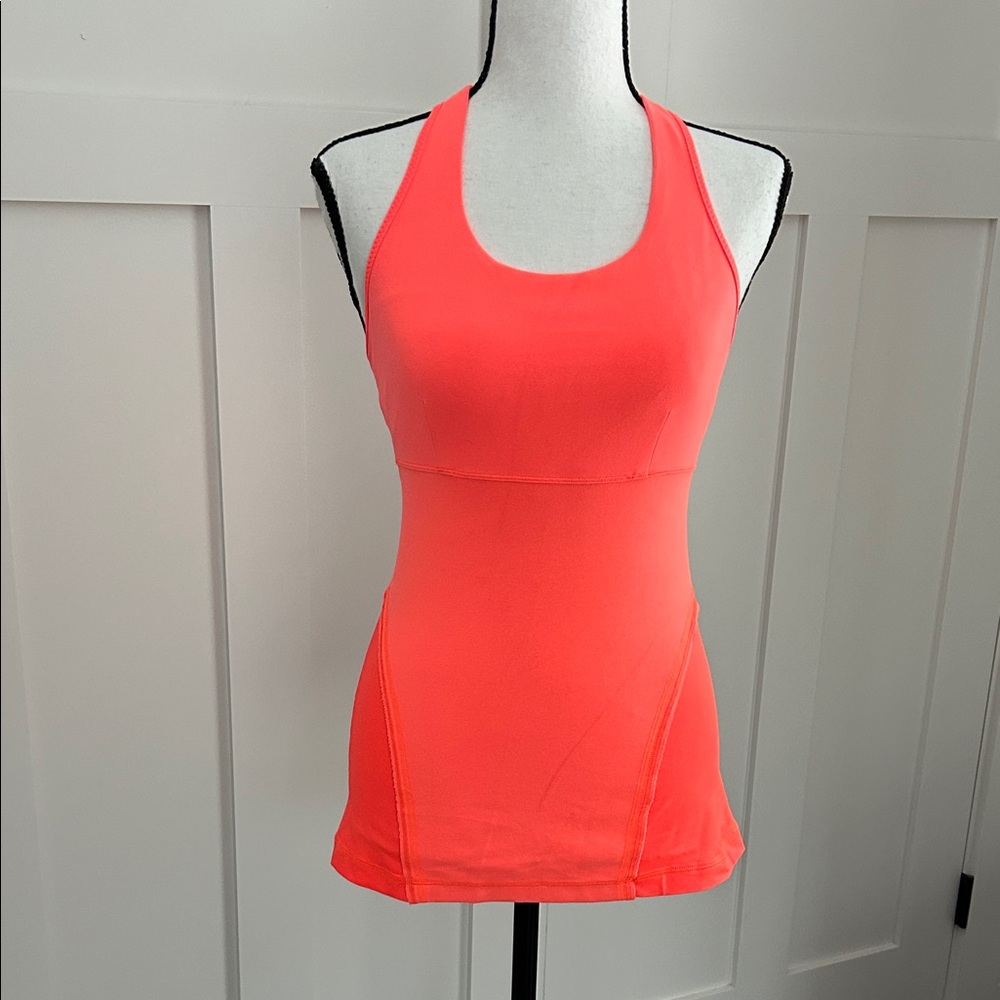 lululemon athletica Neon Coral Racerback Long Tank Top